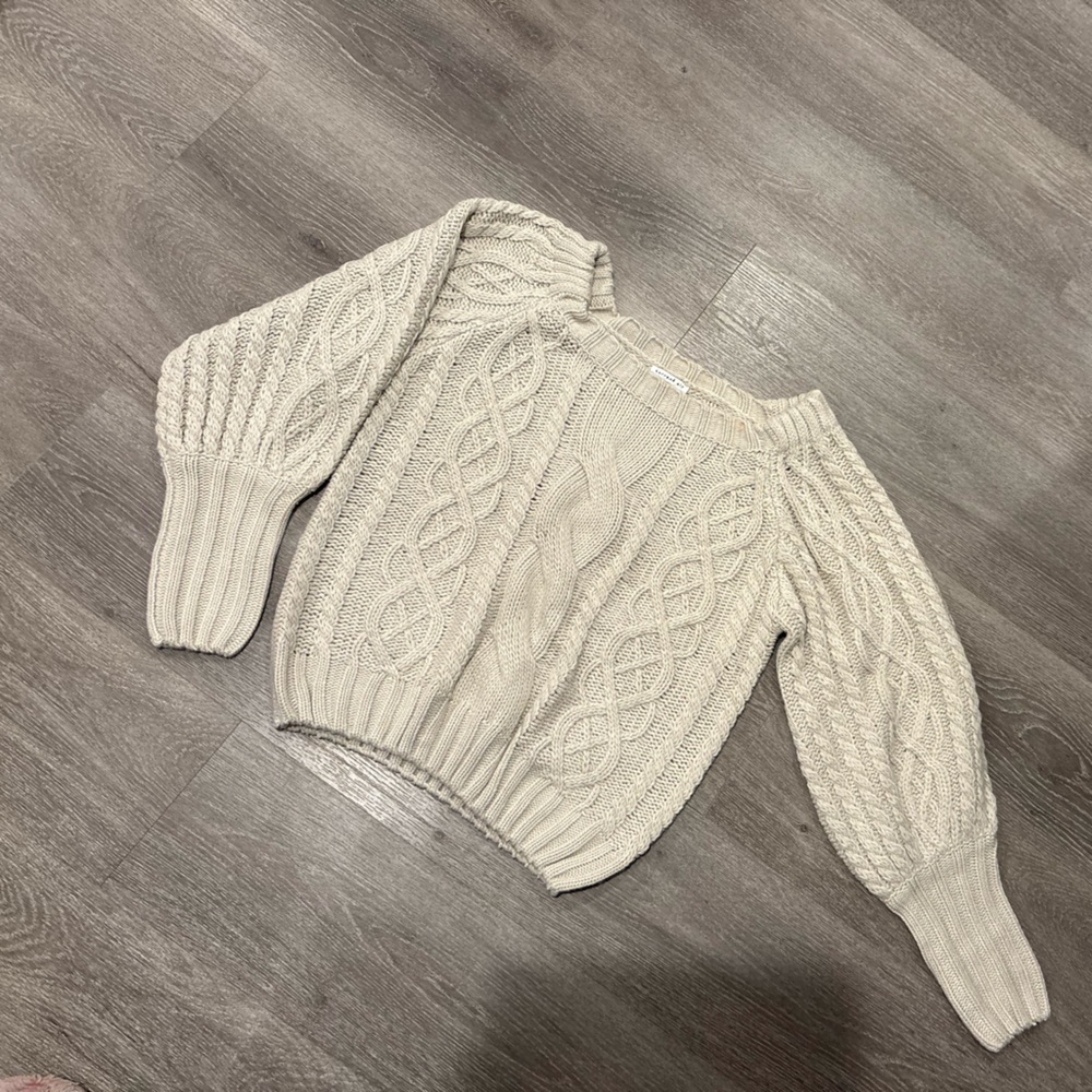Cable Knit Cream Women's Sweater